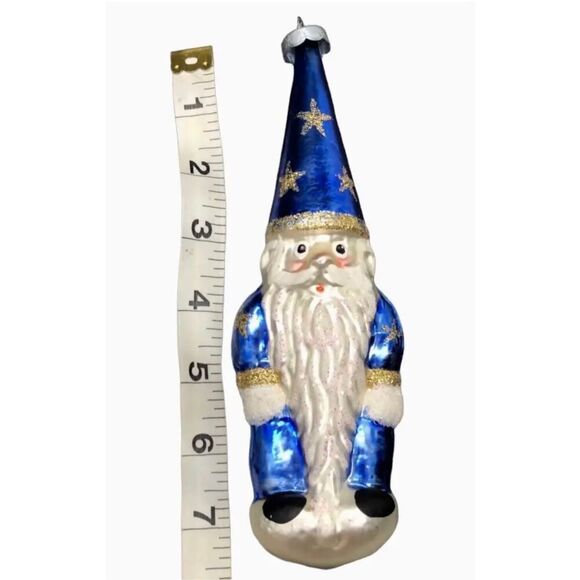 Vintage Mid Century Glossy Christmas Ornament Depicting Wizard Like Santa Claus - Picture 3 of 14